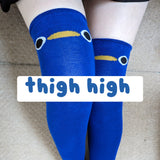 Pingki Penguin Blue Buddy Thigh High Socks