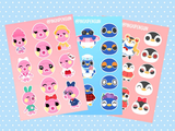Cute Animal Crossing A6 Sticker Sheets (Penguins, Octopus)  Stationary, Journal Decoration Planning