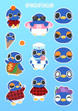 Cute Animal Crossing A6 Sticker Sheets (Penguins, Octopus)  Stationary, Journal Decoration Planning