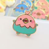 Tiny "Raspberry Solero" the Birb Enamel Pin