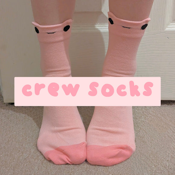 Kawaii Frog Pink Crew Socks