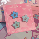 Blue Snowflake Flower Tiny Enamel Pins (Set of 3)