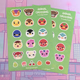 Cute Animal Crossing 'Friendly Faces' Sticker Sheet A6