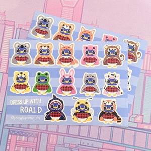 Cute Animal Crossing 'Dress up with Roald' Sticker Sheet A6