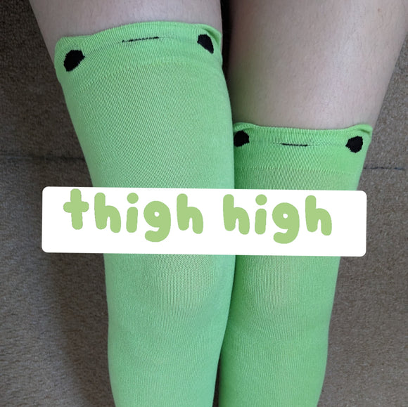 Pingki Penguin Frog Thigh High Socks